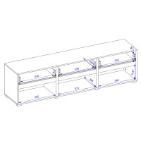 Meuble TV 180cm coloris blanc et noir collection HAVANA. Meuble design avec 3 portes et 3 tiroirs.