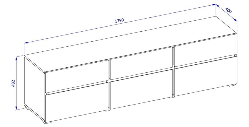 Meuble TV 180cm coloris chêne et noir collection HAVANA. Meuble design avec 3 portes et 3 tiroirs.