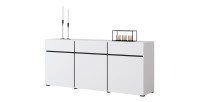 Buffet coloris blanc et noir 180cm collection HAVANA. Bahut  design avec 3 portes et 3 tiroirs.