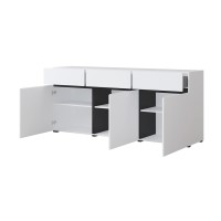 Buffet coloris blanc et noir 180cm collection HAVANA. Bahut  design avec 3 portes et 3 tiroirs.