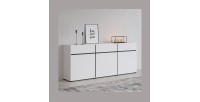 Buffet coloris blanc et noir 180cm collection HAVANA. Bahut  design avec 3 portes et 3 tiroirs.