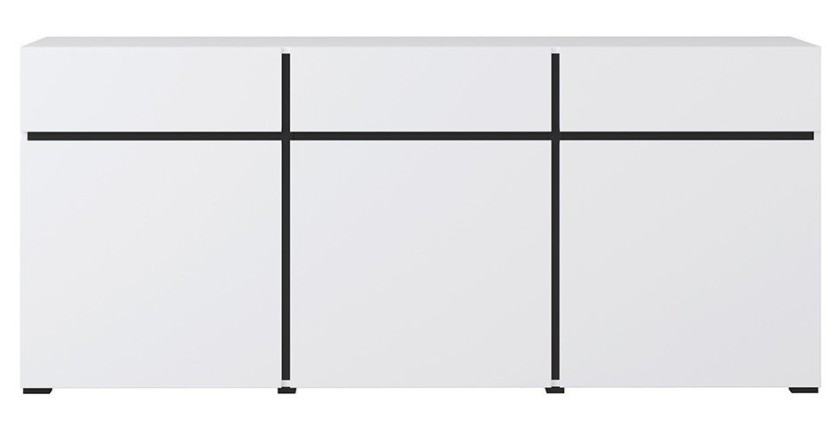 Buffet coloris blanc et noir 180cm collection HAVANA. Bahut  design avec 3 portes et 3 tiroirs.