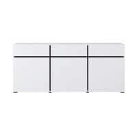 Buffet coloris blanc et noir 180cm collection HAVANA. Bahut  design avec 3 portes et 3 tiroirs.