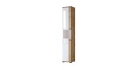 Colonne de salle de bain collection BALEA – 2 portes et 1 niche, coloris blanc et chêne