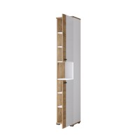 Colonne de salle de bain collection BALEA – 2 portes et 1 niche, coloris blanc et chêne