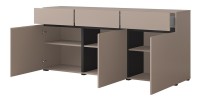 Buffet coloris beige et noir 180cm collection HAVANA. Bahut  design avec 3 portes et 3 tiroirs.