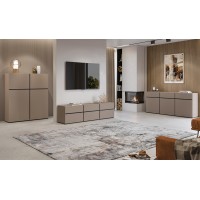 Buffet coloris beige et noir 180cm collection HAVANA. Bahut  design avec 3 portes et 3 tiroirs.