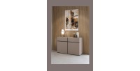 Buffet 120cm coloris beige et noir collection HAVANA. Bahut  design avec 2 portes et 2 tiroirs.