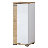 Meuble bas 1 porte BALEA coloris chêne et blanc