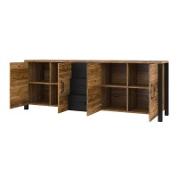 Buffet DARWIN – 220 cm en épicéa et noir mat