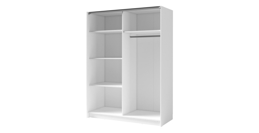 Armoire GOZU 2 portes coulissantes avec miroir - Coloris Blanc - 150 x 198 x 62 cm