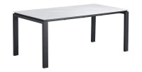 Table à manger 8 personnes collection ATHENA. Longueur 180cm avec plateau blanc de 12mm en pierre.