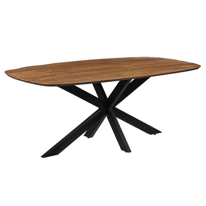 Table à manger BELLA longueur 200cm en bois brut exotique mangolia