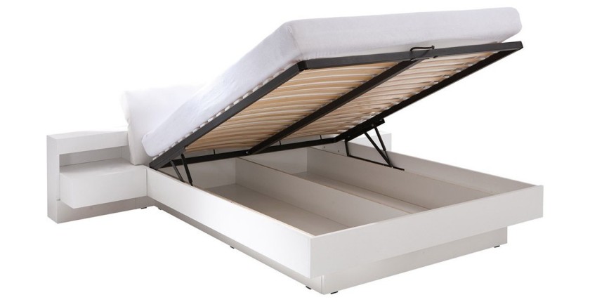 Lit coffre 160x200 RENATO avec sommier coloris blanc