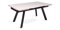 Table à manger collection LAROS en métal avec plateau blanc en pierre extensible jusqu'à 240cm