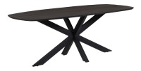 Table à manger BELLA longueur 200cm en bois brut exotique mangolia noir