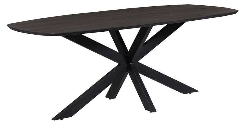 Table à manger BELLA longueur 200cm en bois brut exotique mangolia noir