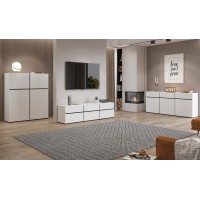 Buffet haut coloris blanc et noir L120xH140xP40 collection HAVANA. Bahut  haut design avec 4 portes.