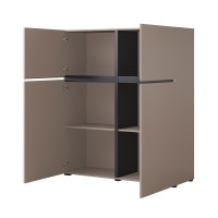 Buffet haut coloris beige et noir L120xH140xP40 collection HAVANA. Bahut  haut design avec 4 portes.