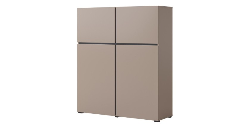 Buffet haut coloris beige et noir L120xH140xP40 collection HAVANA. Bahut  haut design avec 4 portes.