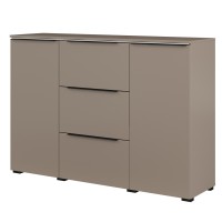 Buffet ALICE 2 portes 3 tiroirs, coloris marron congo avec éclairage LED