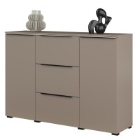 Buffet ALICE 2 portes 3 tiroirs, coloris marron congo avec éclairage LED