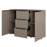 Buffet ALICE 2 portes 3 tiroirs, coloris marron congo avec éclairage LED