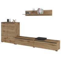 Ensemble de meubles de salon ALICE – Étagère, Buffet 2 portes, Meuble TV en chêne wotan avec éclairage LED