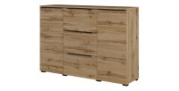 Buffet ALICE coloris chêne wotan – 2 portes, 3 tiroirs avec éclairage LED