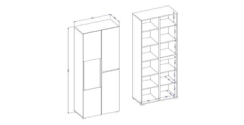 Vitrine haute 2 portes collection HAVANA avec LED intégrée. Coloris sauge et noir.