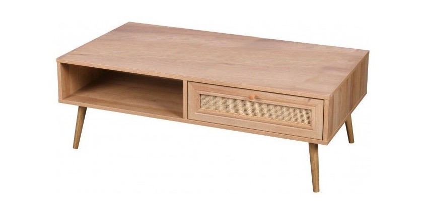 Table basse ALTA chêne clair avec  – Design scandinave et rangement pratique