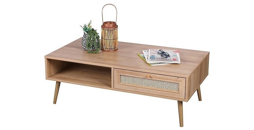 Table basse ALTA chêne clair – Design scandinave et rangement pratique