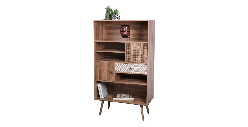 Bibliothèque ALTA coloris chêne clair avec 2 portes et 1 tiroir – Design scandinave et rangement pratique