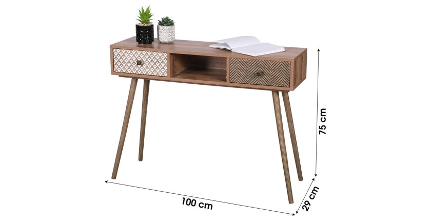 Console ALTA coloris chêne clair avec 2 tiroirs – Design scandinave et rangement pratique