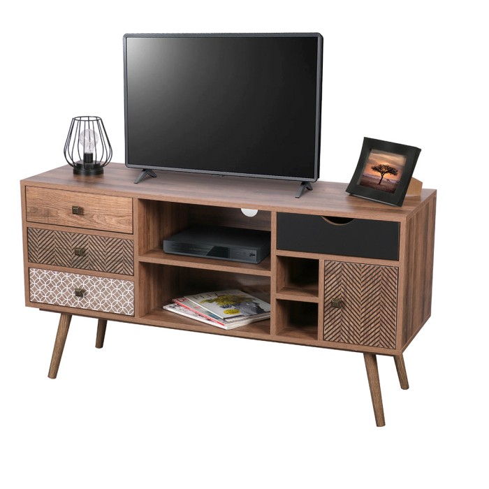 Meuble TV collection  ALTA coloris chêne avec 4 tiroirs – Design scandinave et rangements pratiques