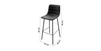 Lot de 2 tabourets de bar avec dossier effet cuir ardoise collection NETS - Style industriel