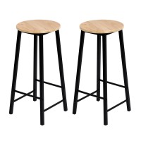 Lot de 2 tabourets de bar DARYL coloris chêne et noir avec structure en métal