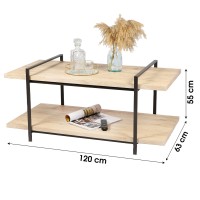 Table basse collection DARYL – Style industriel, coloris chêne et noir