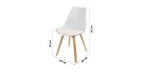 Lot de 4 chaises design blanches avec coussin collection MIA