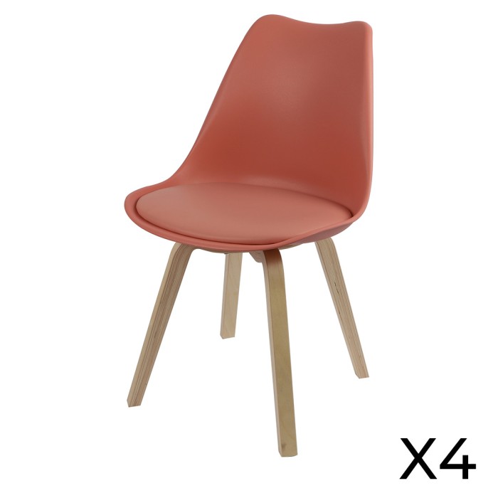 Set di 4 sedie design rosso...