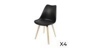 Lot de 4 chaises design avec coussin coloris noir collection MIA