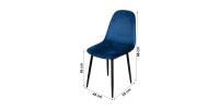 Lot de 4 chaises LOLY, assise et dossier en velours bleu, structure en métal noir