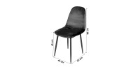 Lot de 4 chaises LOLY, assise et dossier en velours noir, structure en métal noir