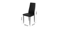 Lot de 6 chaises DANIEL, assise et dossier effet cuir noir, structure en acier noir