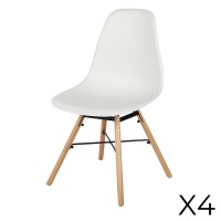 Lot de 4 chaises coloris blanc style scandinave. Collection JOIE.