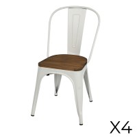 Lot de 4 chaises en métal blanc style industriel. Collection FACTORY.