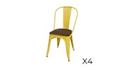 Lot de 4 chaises en métal jaune style industriel. Collection FACTORY.