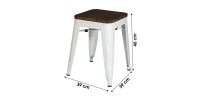 Lot de 4 tabourets style industriel en métal, coloris blanc mat – Collection FACTORY.