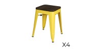 Lot de 4 tabourets style industriel en métal, coloris jaune – Collection FACTORY.