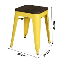 Lot de 4 tabourets style industriel en métal, coloris jaune – Collection FACTORY.